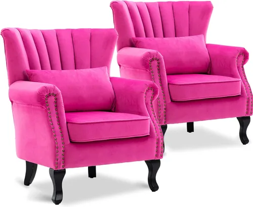 Vista 26 de Sillas de Brazo de Lectura Accent Sillas Midcentury Modernas Cómodas Silla de Sofá de Esquina, Silla de Club Wingback de Sala de Espera con Respaldo