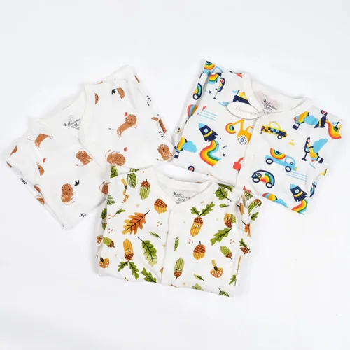 Vista 6 de Minicoco Mono unisex de manga larga para bebé, 100% algodón, con pies y pies
