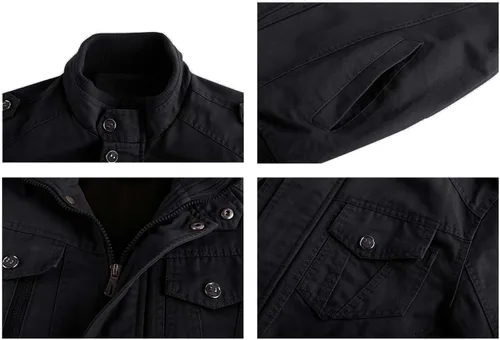 Vista 6 de Crysully - Chaqueta cortavientos para hombre, estilo informal y cuello militar, para primavera-otoño