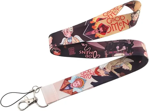 Vista 7 de Pinstant Good Omens Programa de TV Angel Demon 17.7 pulgadas con cordón para el cuello con llavero soporte para tarjeta de identificación, correa