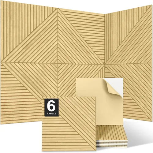Vista 18 de JBER Paquete de 6 paneles acústicos artísticos, paneles de pared insonorizados de 47.2 x 27 pulgadas, paneles de pared autoadhesivos grandes