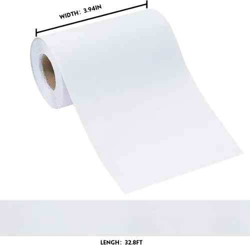 Vista 2 de WADILE 10 m de cenefa de papel pintado de grano de madera blanco, marco de espejo extraíble, impermeable, papel de pared autoadhesivo, para pegar