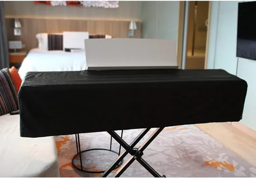 Vista 4 de Funda protectora a prueba de polvo, cubierta antipolvo para teclado de piano, protección de piel sintética, cubierta universal de 88 teclas Negro