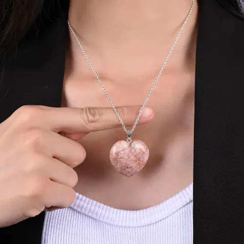 Vista 20 de Gempires Love - Collar con colgante de cristal de corazón para mujer, chapado en plata, cadena ajustable de 18 + 2 pulgadas