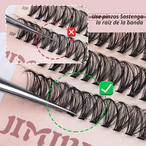 Vista 6 de JIMIRE Extensiones de pestañas naturales en racimo 320 piezas, extensiones de pestañas en racimo Wispy 30D+40D, rizadas en D, 9-16MM, mezcladas