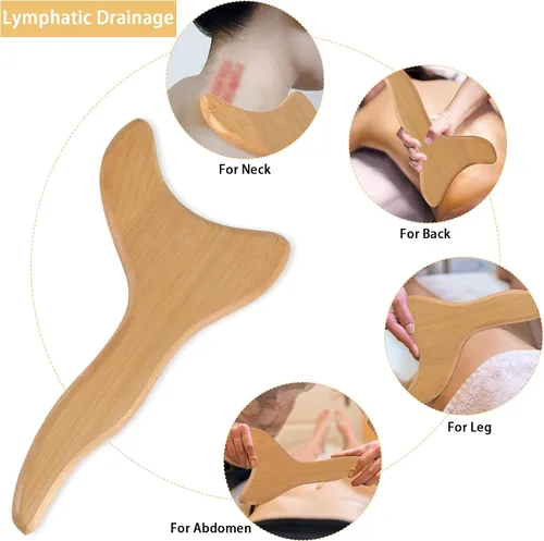 Vista 2 de 2 herramientas de madera Gua Sha, herramienta de drenaje linfático, herramientas de masaje de terapia de madera, herramientas manuales Gua Sha