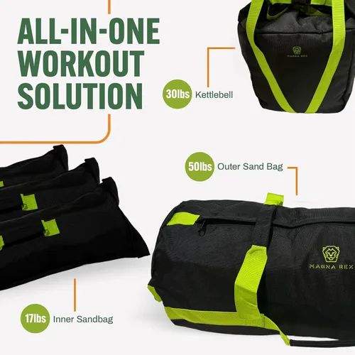 Vista 4 de Sandbags for Working Out - 50 to 90 lbs - Adjustable Heavy Duty Equipment for Weight Training - 1 Outer, 3 Inner Sandbags - Portable Tough Workout