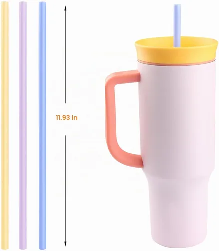 Vista 2 de Pajitas de repuesto compatibles con el vaso de viaje Owala de 40 onzas con asa, popote reutilizable de 12 pulgadas para Tal, vaso Rtic de 40 onzas