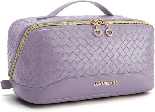 Vista 30 de BAGSMART Bolsa de Maquillaje de Viaje para Mujeres, Estuche Cosmético Portátil Resistente al Agua, Organizador de Maquillaje Acolchado Abultado