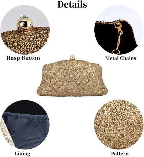 Vista 6 de Bolsa con purpurina para mujer, bolsos de noche con diamantes de imitación plateados, bolsos de diamantes para fiesta de bebé, Varios