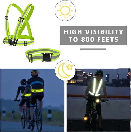 Vista 5 de Chaleco reflectante - Chaleco reflectante para correr, chaleco reflectante para correr con correas de seguridad, reflector de alta visibilidad