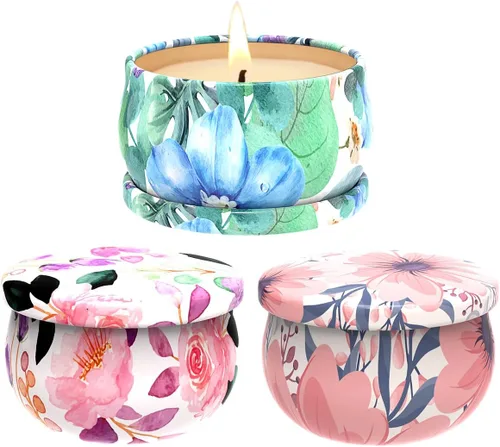 Vista 13 de Paquete de 3 velas decorativas pequeñas perfumadas, aroma fuerte de bergamota y vainilla y bayas negras de San Diego, velas de soja, no tóxicas