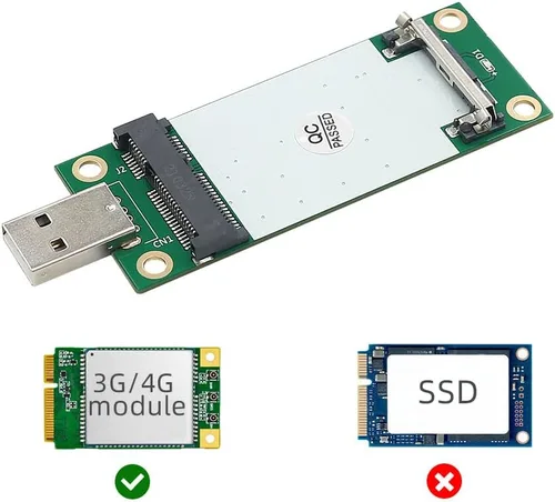 Vista 4 de Mini adaptador PCI-E a USB con ranura para tarjeta SIM para transferencia de módulo a interfaz USB
