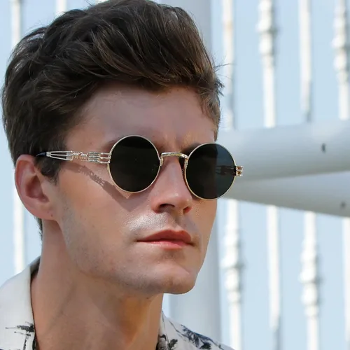 Vista 22 de Dollger Gafas de sol redondas Steampunk con marco de metal