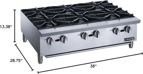 Vista 4 de Dukers Placa caliente con 6 quemadores COMBINADO: 168000 BTU/H DCHPA36
