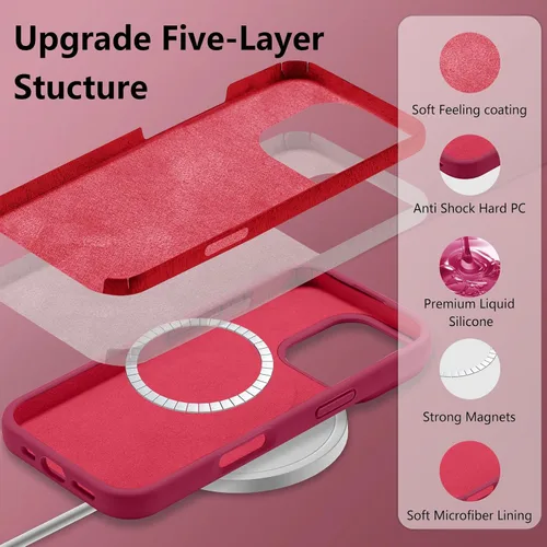 Vista 209 de Funda magnética de silicona para iPhone 13 Pro, color blanco antiguo [Compatible con Magsafe] [Forro de microfibra suave antiarañazos], funda