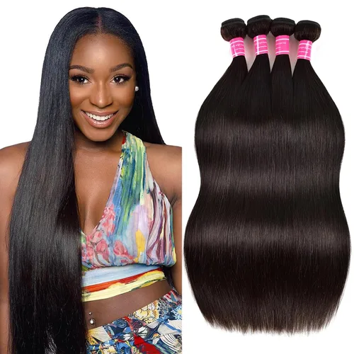 Vista 7 de Extensiones de cabello humano lacio 10A 100% sin procesar, cabello virgen brasileño, lacio, 3 paquetes de 16, 18, 20 pulgadas, extensiones