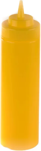 Vista 3 de Paquete de 4 botellas de plástico amarillo de 24 onzas para condimentos, salsas, aderezos, artes y manualidades, salsa de tomate, mostaza, aceite