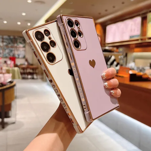 Vista 103 de phylla Funda de teléfono compatible con Samsung Galaxy A12 de 6.5 pulgadas, lindo corazón chapado en oro, elegante funda de lujo para mujer