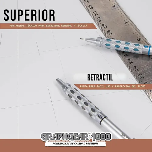 Vista 5 de Pentel GraphGear 1000 - Lápiz de dibujo automático (0.3mm), acentos negros, 1 unidad (PG1013G)