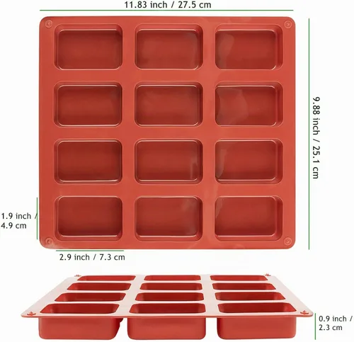 Vista 2 de JOERSH Mini molde de silicona para pan (2 unidades) 12 cavidades, moldes antiadherentes de silicona para hornear para pan, pasteles, pan de maíz