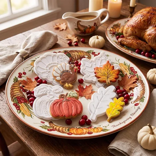 Vista 57 de 8 PCS Thanksgiving Cookie Cutter Set with Embossers Turkey Pumpkin Maple Leaf Corn & More 3" Complete Fall Collection