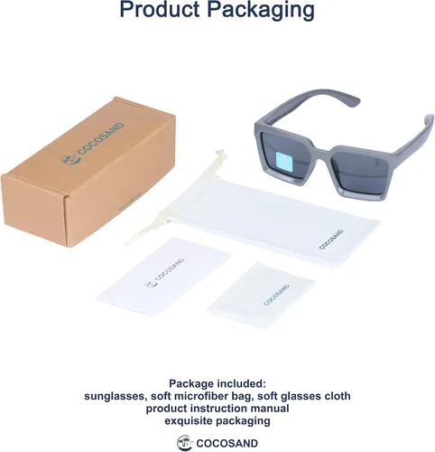 Vista 2 de COCOSAND Lentes de sol polarizados para niños, protección UV 400, retro, cuadrados, futuristas, para jóvenes, adolescentes, niños y niñas de 5 a 12