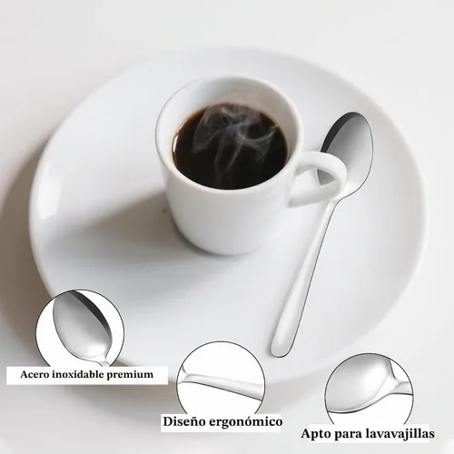 Vista 3 de Pleafind 36 cucharas de café, cucharas de 4.7 pulgadas, cubertería, cuchara de té de acero inoxidable, mini cuchara, cucharaditas pulidas con espejo