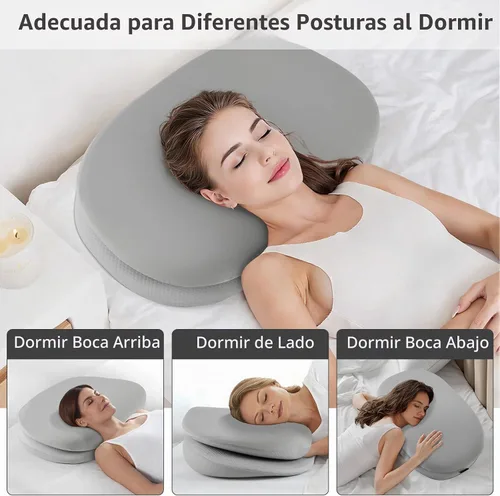 Vista 4 de DONAMA Almohada cervical del cuello del durmiente lateral de la capa doble Gris