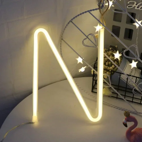 Vista 110 de Ulalaza Letrero de luz LED en blanco y negro, 2 letras AA alimentadas por batería para boda, fiesta de cumpleaños, lámpara de Navidad, luz nocturna