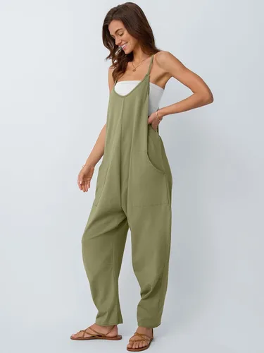 Vista 3 de AUTOMET - Enterizos para mujer, casuales, de verano, cómodos, sueltos, holgados, modernos Verde Armada (ArmyGreen)