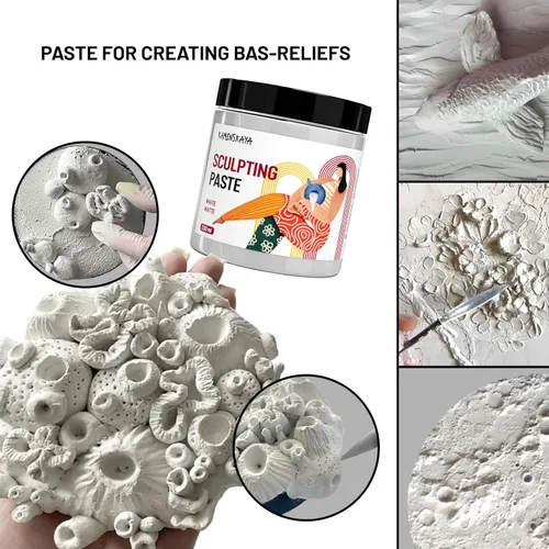 Vista 5 de KAMENSKAYA Sculpture Paste - Paper Paste for Sculpting - White Matte, 250 ml (8.45 fl oz)