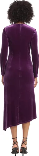 Vista 3 de Maggy London Vestido asimétrico de manga larga con cuello y dobladillo para mujer