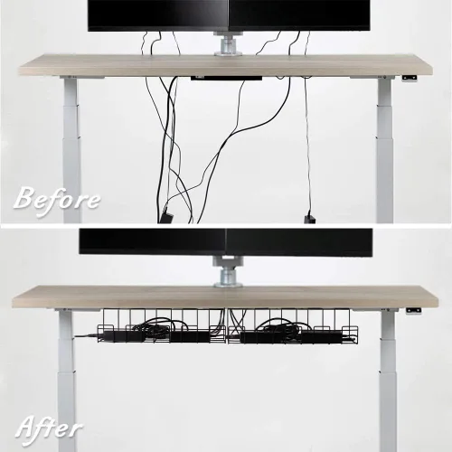 Vista 2 de Bandeja organizadora de cables debajo del escritorio, 2 paquetes