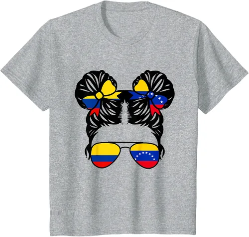 Vista 53 de Camiseta Half Colombian Half Venezolan Girl Colombia Kids Heritage, Gris