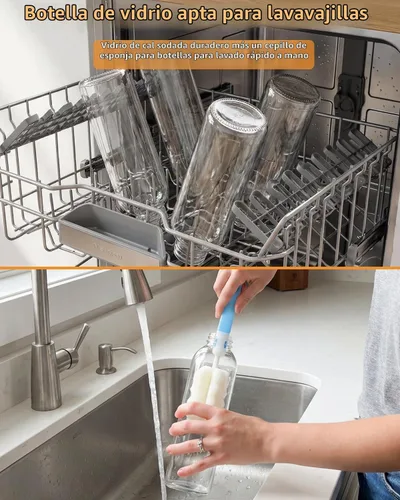 Vista 7 de Zukro - Botellas de jugo de vidrio de 24 onzas, tapa de acero inoxidable a