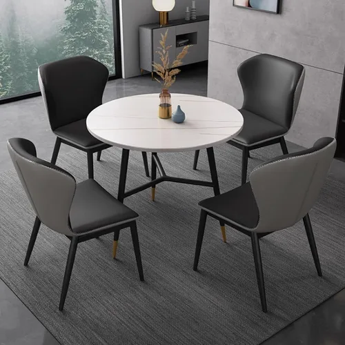 Vista 13 de YVYKFZD Juego de mesa y silla para sala de recepción de oficina, mesa redonda de conferencias para 4, mesa de centro compacta, juego de mesa