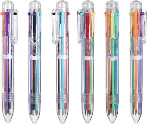 Vista 8 de favide Paquete de 6 bolígrafos multicolor 6 en 1 de 0.5mm, bolígrafos retráctiles de 6 colores para suministros de oficina y escuela, regalo