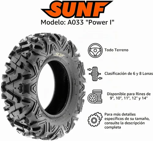 Vista 4 de SunF 26x9-14 26x11-14 Neumáticos Todo Terreno ATV UTV 6 PR POWER I A033 - Paquete