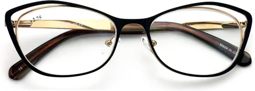 Vista 3 de Gafas de lectura con marco óptico Cateye de alta calidad para mujer, lectores de metal a la moda