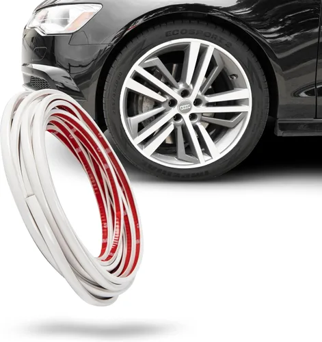 Vista 11 de True Line Automotive Protector de llanta para ruedas de coche (negro brillante), protector de rueda en forma de L, cinta adhesiva 3M