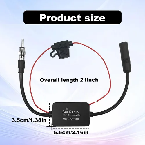 Vista 4 de Amplificador de coche de 12 V 25 db – Amplificar la señal y reducir el ruido AM FM Radio Universal Car FM AM Amplificador de radio para coche