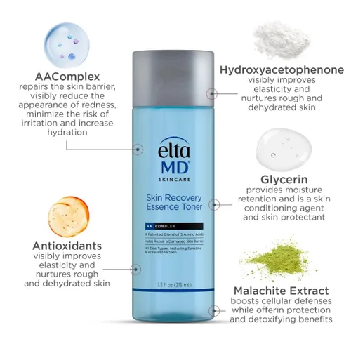Vista 6 de EltaMD Skin Recovery Essence - Tónico hidratante para la cara, tóner facial para piel grasa y piel sensible, fórmula sin alcohol, ayuda a