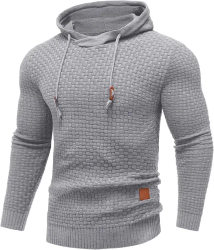 Vista 38 de COOFANDY Sudadera con capucha para hombre, casual, de manga larga, con cordón, de punto gofre, ajustada