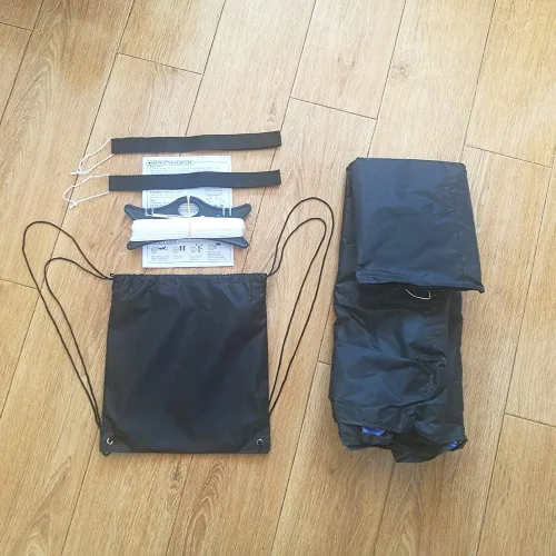 Vista 5 de Besra - Enorme cometa de 74 pulgadas de doble línea para acrobacias con paracaídas con herramientas de vuelo 1.9 m de potencia para kitesurf. Azul