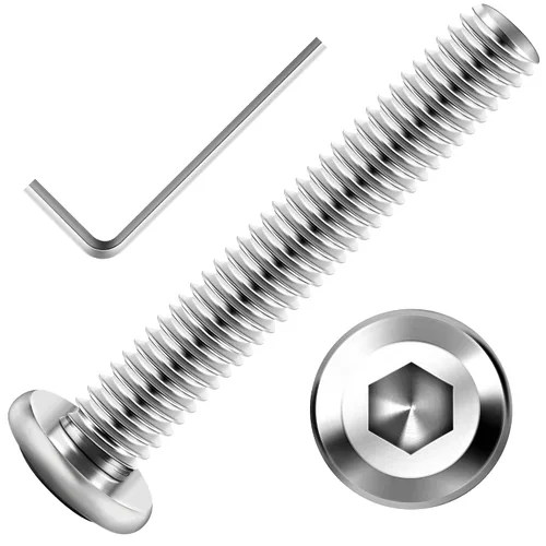 Vista 12 de Mywish M5 x 8mm 20 piezas de tornillos de cabeza plana con rosca hexagonal, pernos de acero inoxidable 304 para muebles con rosca completa, óxido