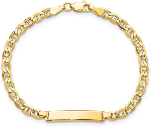 Vista 4 de Pulsera de identificación personalizada de oro amarillo de 10 quilates con anclaje sólido para hombres o mujeres, longitud de 7 pulgadas de ancho