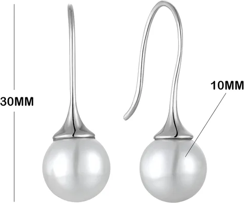 Vista 2 de Pendientes de perlas de plata de ley 925 para mujer, pendientes colgantes con joyas