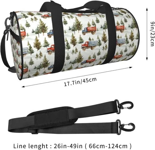 Vista 2 de Large Duffle Bag for Travel - Retro Forest Truck Print Gym Bag for Women Men, Travel Foldable Bags for Women Men with Zippered Multiple Pockets