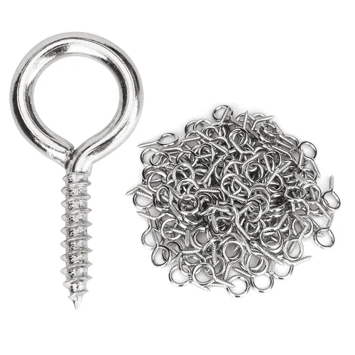 Vista 15 de Aovchei - 150 tornillos de ojo de acero inoxidable 304 de 0.59 pulgadas, ganchos de tornillo Rust-Resistant Self Tapping Eyelet Bolts for Wood